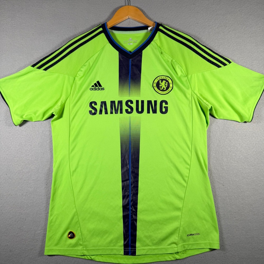 Adidas Chelsea FC 2010 Away Jersey Green Samsung Men Large 17 P00189